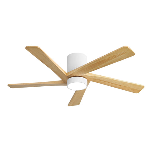 HaloAir | 54" Flush Mount Wood Blades Ceiling Fan With Light