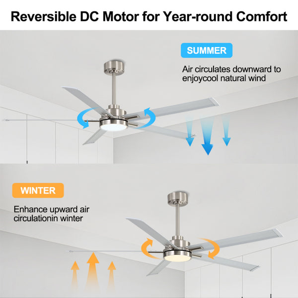 Strato | 60’’ Smart Aluminum Blades Ceiling Fan with Light