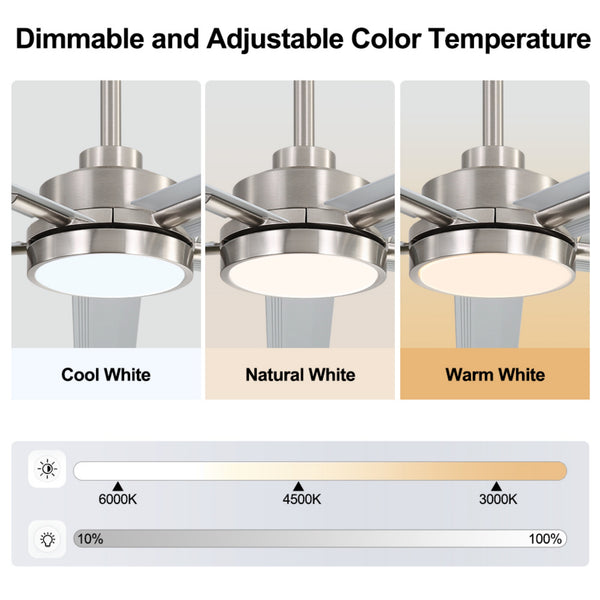 Strato | 60’’ Smart Aluminum Blades Ceiling Fan with Light