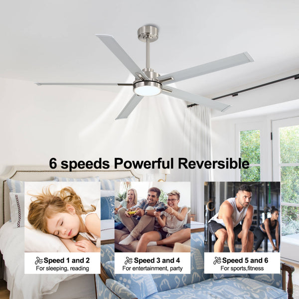 Strato | 60’’ Smart Aluminum Blades Ceiling Fan with Light
