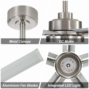 Strato | 60’’ Smart Aluminum Blades Ceiling Fan with Light
