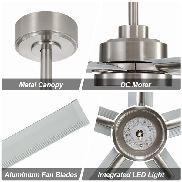 Strato | 60’’ Smart Aluminum Blades Ceiling Fan with Light