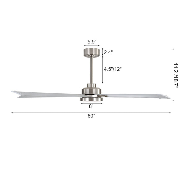 Strato | 60’’ Smart Aluminum Blades Ceiling Fan with Light