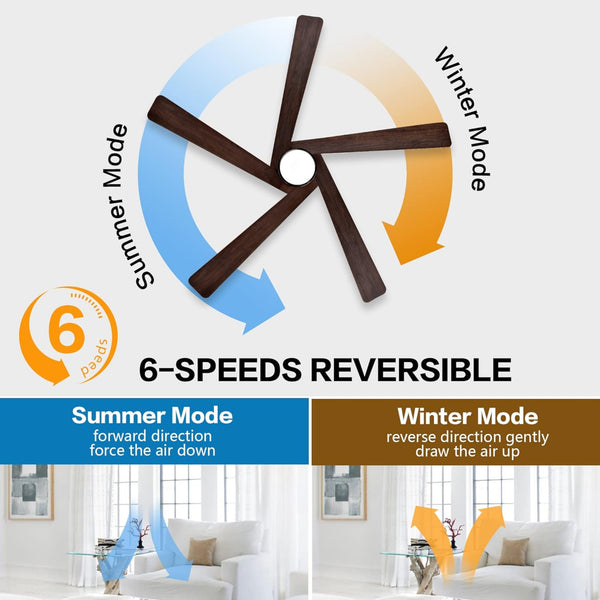 Zephyr Breeze | 64" Wood Blades Ceiling Fan with Light