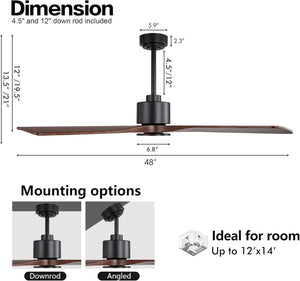 Serenity Air| 48" Wood Blades Ceiling Fan with Light