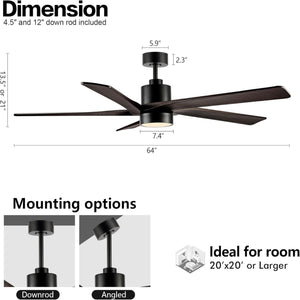 Zephyr Breeze | 64" Wood Blades Ceiling Fan with Light