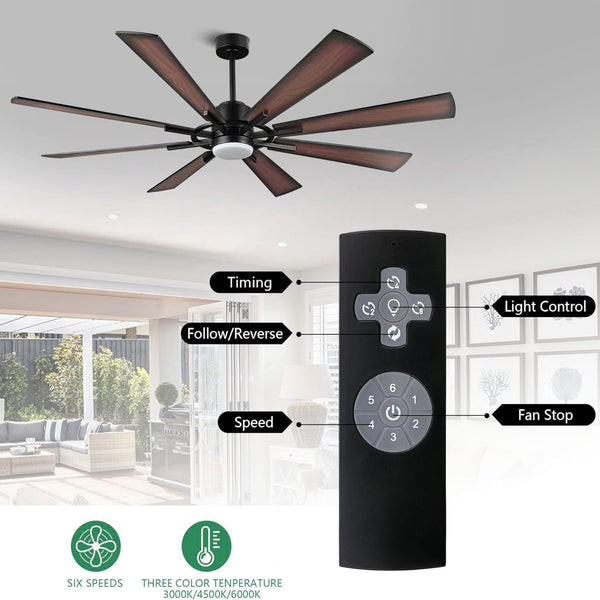 TimberGale | 72" Wood Blades Ceiling Fan with Light