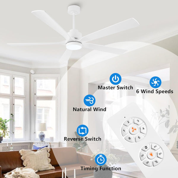OakMist | 52" Wood Blades Ceiling Fan with Light