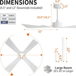 SkyBlade | 64" ABS Waterproof Ceiling Fan with Light
