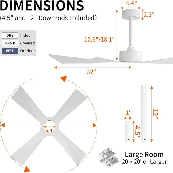 SkyBlade | 64" ABS Waterproof Ceiling Fan with Light