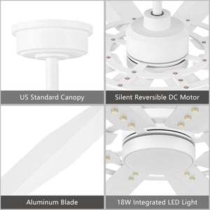 Tectra | 72’’ Aluminum Blades Ceiling Fan with Light