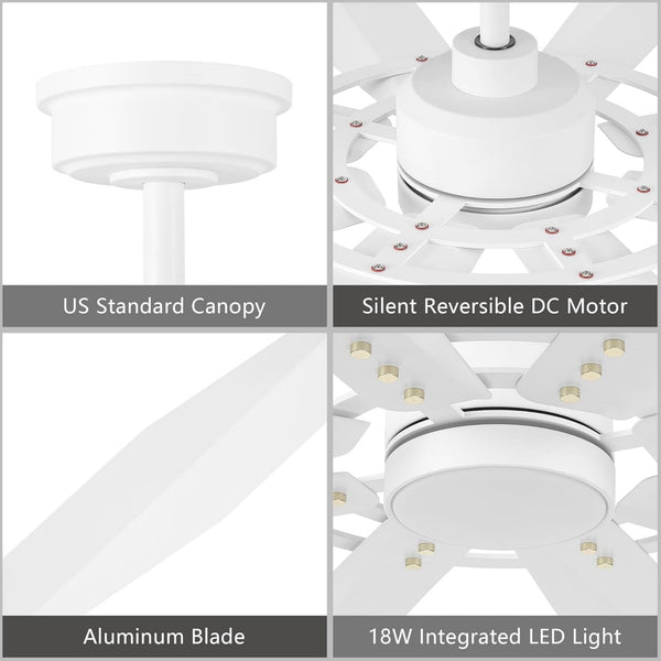 Tectra | 72’’ Aluminum Blades Ceiling Fan with Light