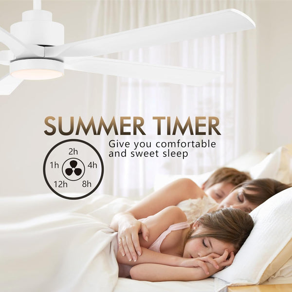 OakMist | 52" Wood Blades Ceiling Fan with Light
