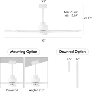 OakMist | 52" Wood Blades Ceiling Fan with Light