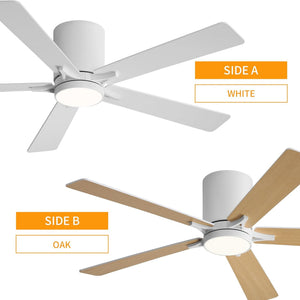 Lustra | 48’’ Flush Mount Wood Blades Ceiling Fan with Light
