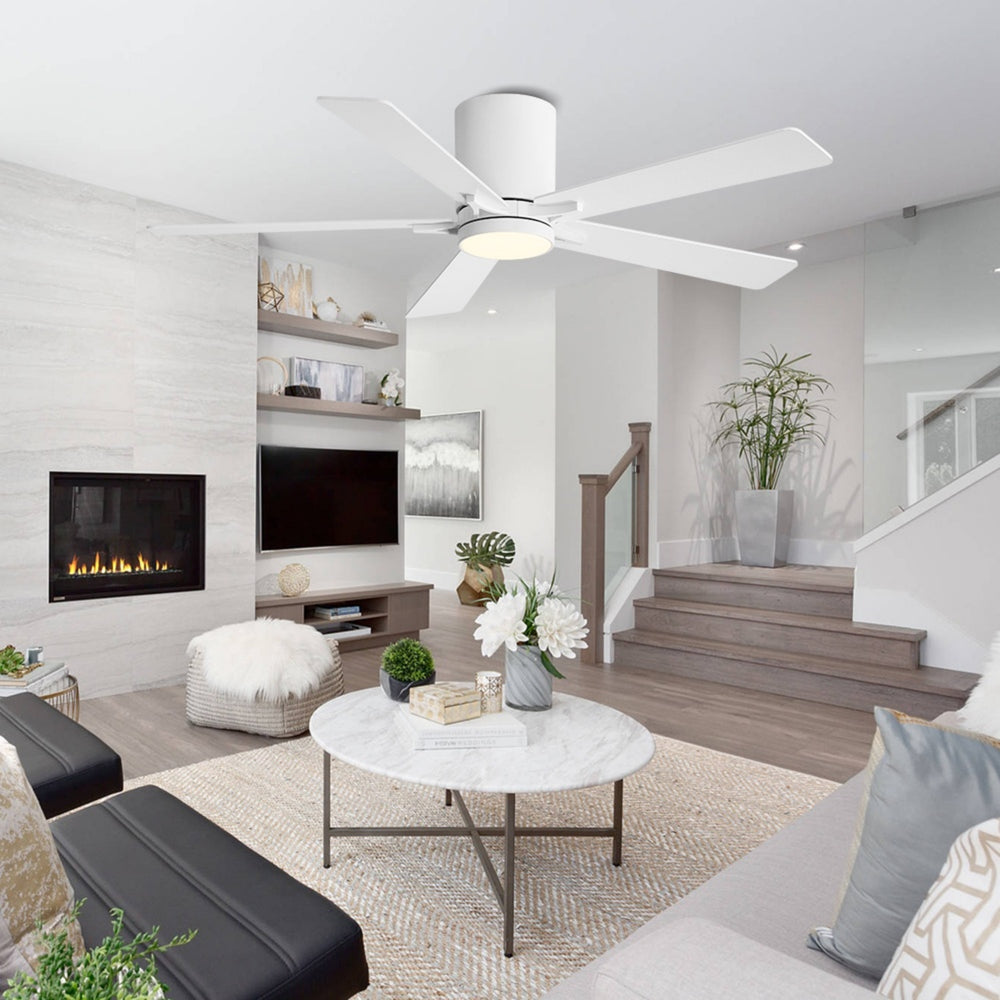 Lustra | 48’’ Flush Mount Wood Blades Ceiling Fan with Light