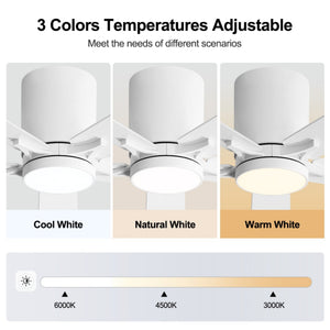 Lustra | 48’’ Flush Mount Wood Blades Ceiling Fan with Light