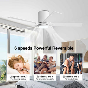 Lustra | 48’’ Flush Mount Wood Blades Ceiling Fan with Light