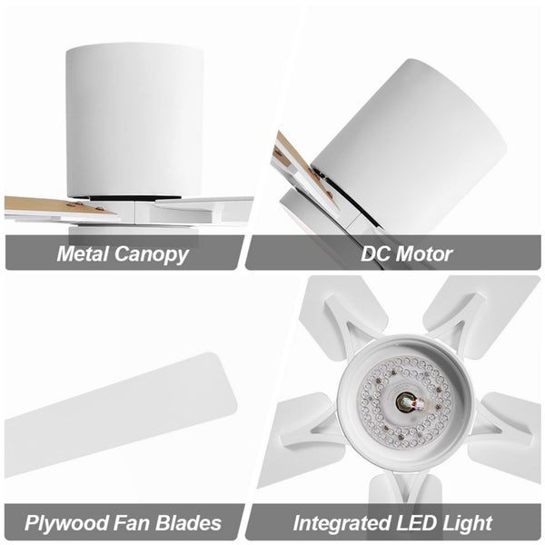 Lustra | 48’’ Flush Mount Wood Blades Ceiling Fan with Light