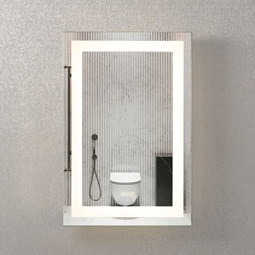 LEDLUX 24x36 inch LED Bathroom Mirror Wall Mounted, Anti Fog Vanity Lighted Mirror, Dimmer Touch Control Smart Mirror with 3 Color Temperature, Vertical or Horizontal Makeup Mirror with Lights