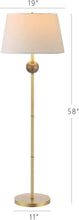 Load image into Gallery viewer, EVELOPENIN 58&quot; Modern Floor Lamp, Gold Standing Light with Brown Marble Ball Ivory Shade Gold Pole, for Living Room Dining Room Bedroom
