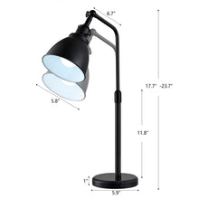 Load image into Gallery viewer, Industrial Black Task Desk Lamp with Natural Marble Base, 17.7” - 23.7” Height Adjustable, Table Reading Lamps for Living Room Bedside Office Nightstand
