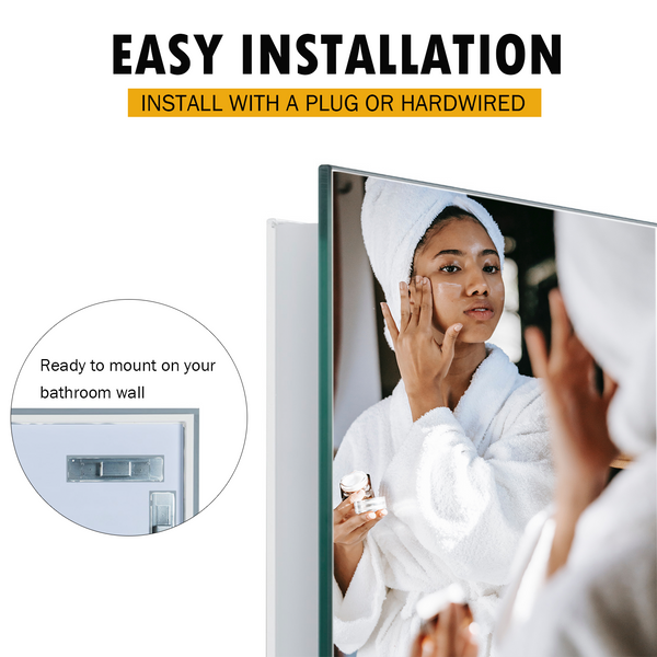 LEDLUX 20” x 28” Lighted Bathroom Mirror, LED Dimmable Wall Mounted Vanity Mirror, Rectangular Illuminated Bathroom Wall Mirror Backlit Makeup Mirror Dimmer Touch On Button