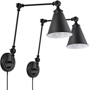 ELYMIEO Industrial Wall Sconce with ON/Off Switch, Edison Vintage Style Swing Arm Wall Lamp (Bulb Not Included)