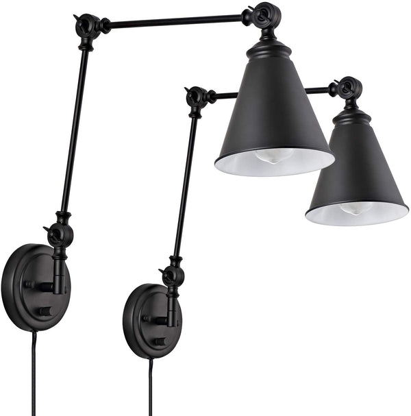 ELYMIEO Industrial Wall Sconce with ON/Off Switch, Edison Vintage Style Swing Arm Wall Lamp (Bulb Not Included)