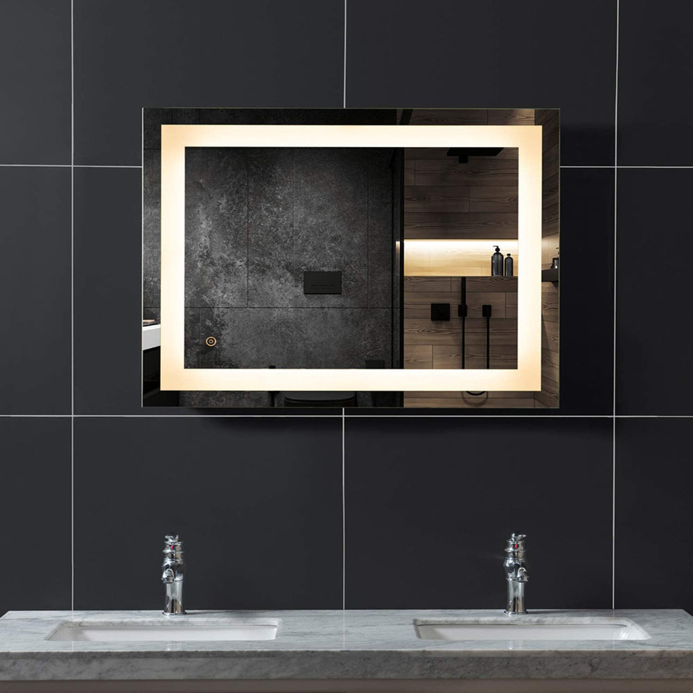LEDLUX 28x36 inch LED Bathroom Mirror for Wall, Vanity Lighted Mirror, Dimmable Touch Switch Makeup Mirror with Lights, Waterproof Smart Mirror for Vertical or Horizontal
