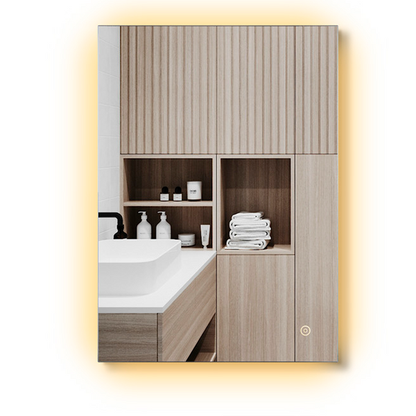 LEDLUX 20” x 28” Lighted Bathroom Mirror, LED Dimmable Wall Mounted Vanity Mirror, Rectangular Illuminated Bathroom Wall Mirror Backlit Makeup Mirror Dimmer Touch On Button