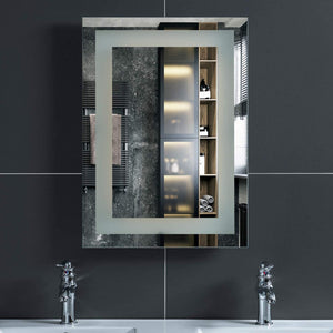 LEDLUX 28x36 inch LED Bathroom Mirror for Wall, Vanity Lighted Mirror, Dimmable Touch Switch Makeup Mirror with Lights, Waterproof Smart Mirror for Vertical or Horizontal