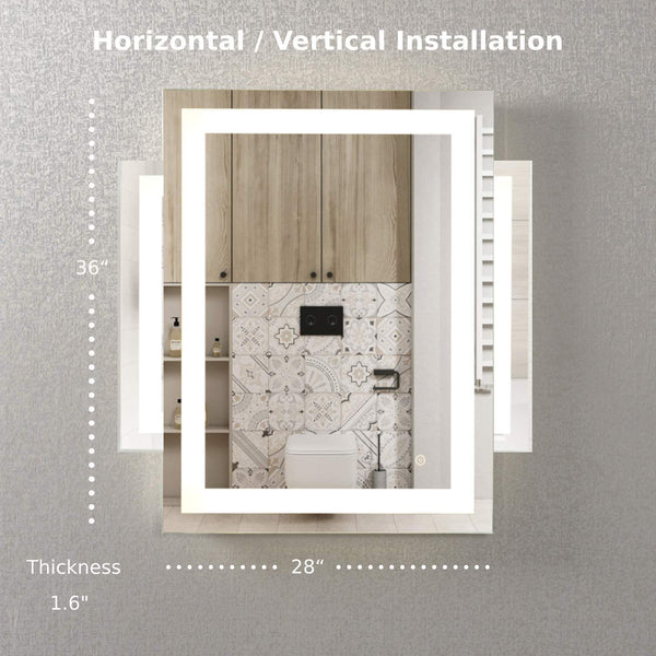 LEDLUX 28x36 inch LED Bathroom Mirror for Wall, Vanity Lighted Mirror, Dimmable Touch Switch Makeup Mirror with Lights, Waterproof Smart Mirror for Vertical or Horizontal