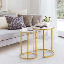 Load image into Gallery viewer, Modern Round Glass Top Nesting Side Coffee Tables Sets of 2
