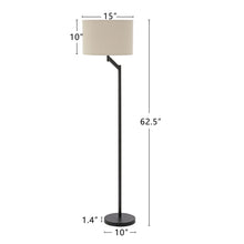 Load image into Gallery viewer, EVELOPENIN Contemporary Floor Lamp with White Fabric Shade, Modern Floor Lamp Reading Light with LED Bulb, for Living Room Family Room Office Reading Nook, Black
