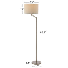 Load image into Gallery viewer, EVELOPENIN Contemporary Floor Lamp with White Fabric Shade, Modern Floor Lamp Reading Light with LED Bulb, for Living Room Family Room Office Reading Nook, Nickel
