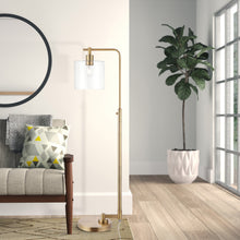 Load image into Gallery viewer, EVELOPENIN Industrial Floor Lamp with Clear Glass Shade, Modern Floor Lamp with Ceramic Socket (Gold)
