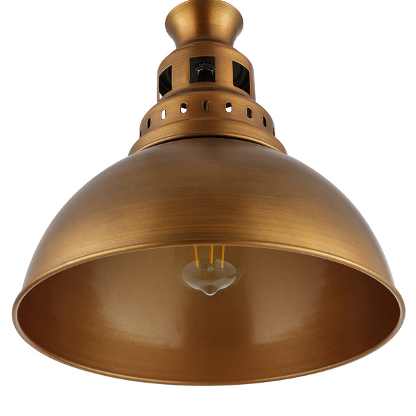 Wallisgo Industrial Brass Metal Pendant Light, Retro Ceiling Hanging Light Fixture for Barn Farmhouse Living Room Hallway Bathroom Kitchen, Brass