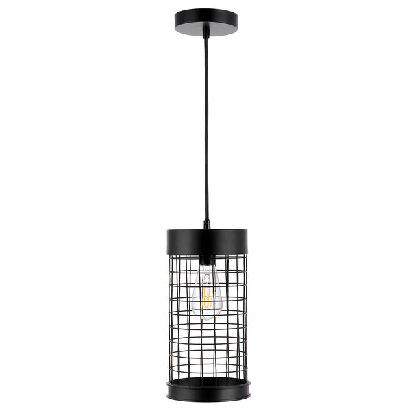 Industrial Hanging Cage Pendant Lights, Vintage Open Retro Style, Metal, Modern, Black Basket Cage, Ceiling Lamp, Cylindrical Lampshade
