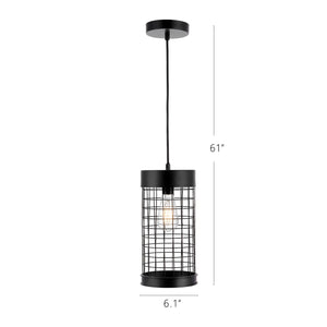 Industrial Hanging Cage Pendant Lights, Vintage Open Retro Style, Metal, Modern, Black Basket Cage, Ceiling Lamp, Cylindrical Lampshade