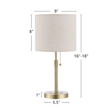 Load image into Gallery viewer, EVELOPENIN Gold Table Lamp with Drum Shade, Height Adjustable 16”-18” Modern Lighting in Brass Finish, for Living Room Bedroom End Table Desk Side
