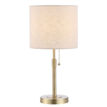 Load image into Gallery viewer, EVELOPENIN Gold Table Lamp with Drum Shade, Height Adjustable 16”-18” Modern Lighting in Brass Finish, for Living Room Bedroom End Table Desk Side
