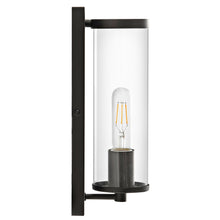 Load image into Gallery viewer, ELYMIEO 13-in Tall Wall Sconce Plug-in Cylinder Clear Glass Shade Wall Sconce Modern Industrial Sconce Lamp, Rustic Lighting Fixture for Hallway, Bedroom, Bathroom, Office, Living Room, Black
