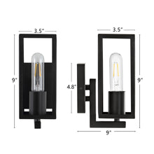 Load image into Gallery viewer, ELYMIEO Modern 9” Wall Sconce Set of 2, Black Metal Frame Retro Wall Lighting Fixture, for Living Room Bedroom Bathroom Vanity Office
