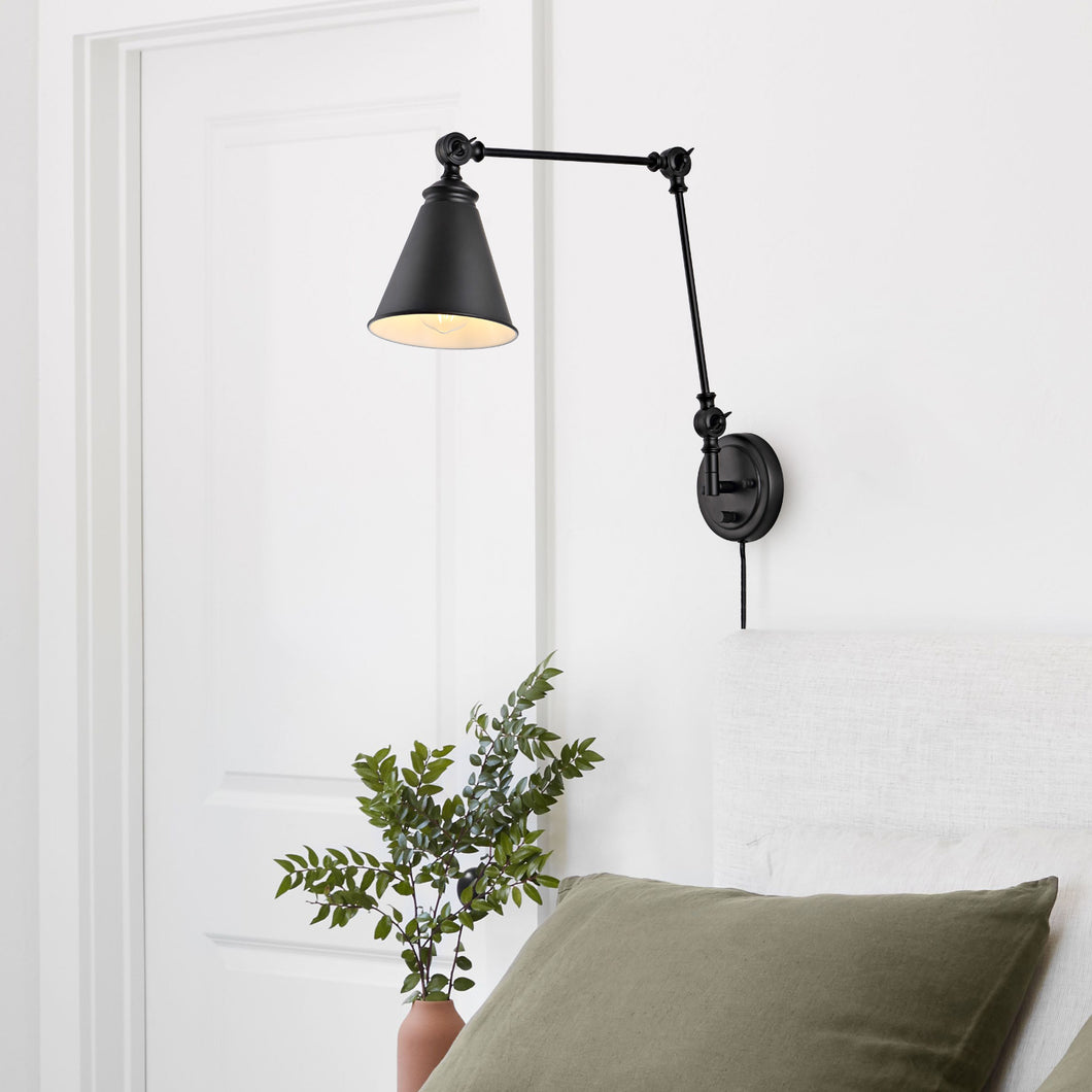 ELYMIEO Industrial Wall Sconce with ON/Off Switch, Edison Vintage Style Swing Arm Wall Lamp (Bulb Not Included)