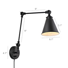 Load image into Gallery viewer, ELYMIEO Industrial Wall Sconce with ON/Off Switch, Edison Vintage Style Swing Arm Wall Lamp (Bulb Not Included)
