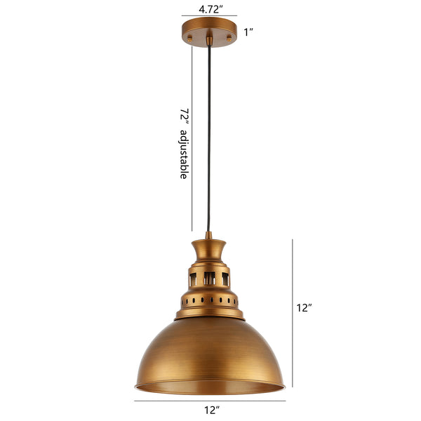 Wallisgo Industrial Brass Metal Pendant Light, Retro Ceiling Hanging Light Fixture for Barn Farmhouse Living Room Hallway Bathroom Kitchen, Brass